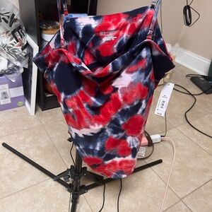 Red and Blue Tie-Dye Dress